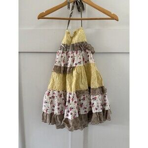 Girls Boutique Patchwork Mustard Seed Halter Dress Size 5-6